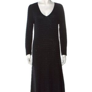 ✨ Armani Collezioni Black Knit Sparkle Maxi Dress | Cashmere Feel | Size Medium